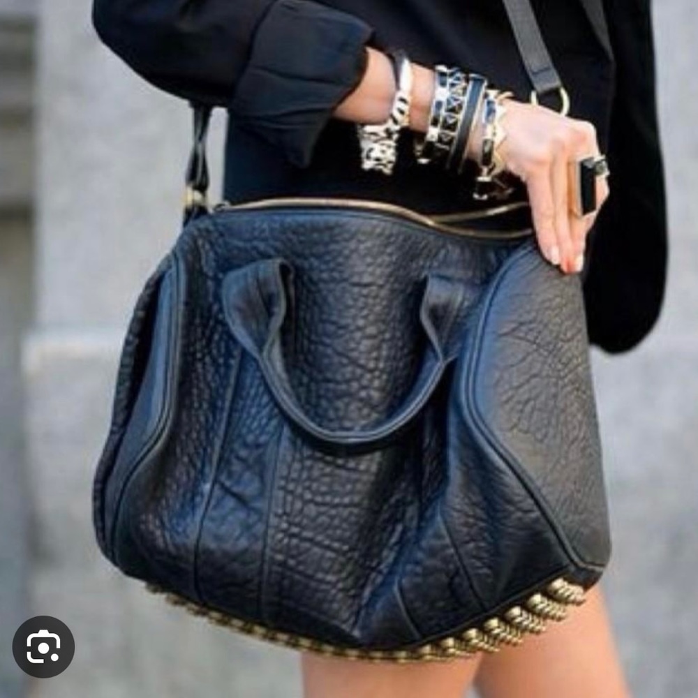 Alexander Wang Rocco duffle bag black leather gold studs